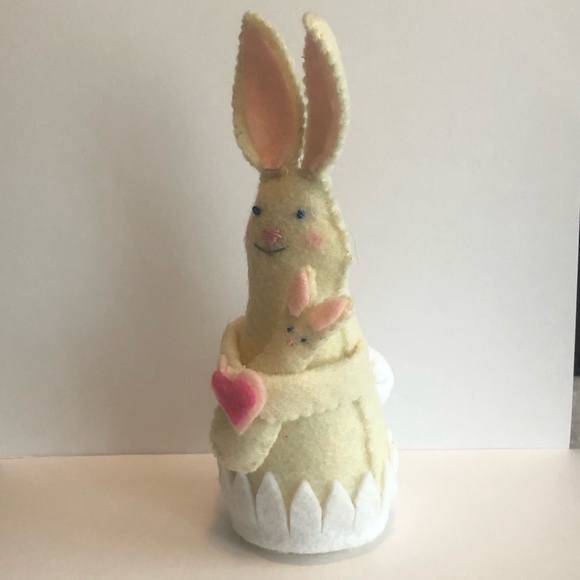 Momma and baby Bunny Felt Art Doll - Picture 2 of 5